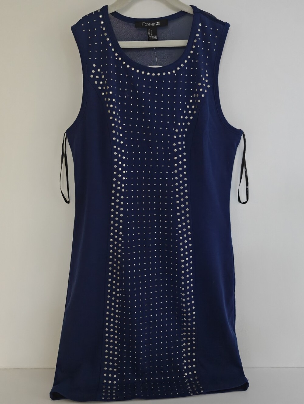 Forever 21 Royal Blue w/Silver Studs Sheer 1/2 Back NWT Size L Homecoming Dress